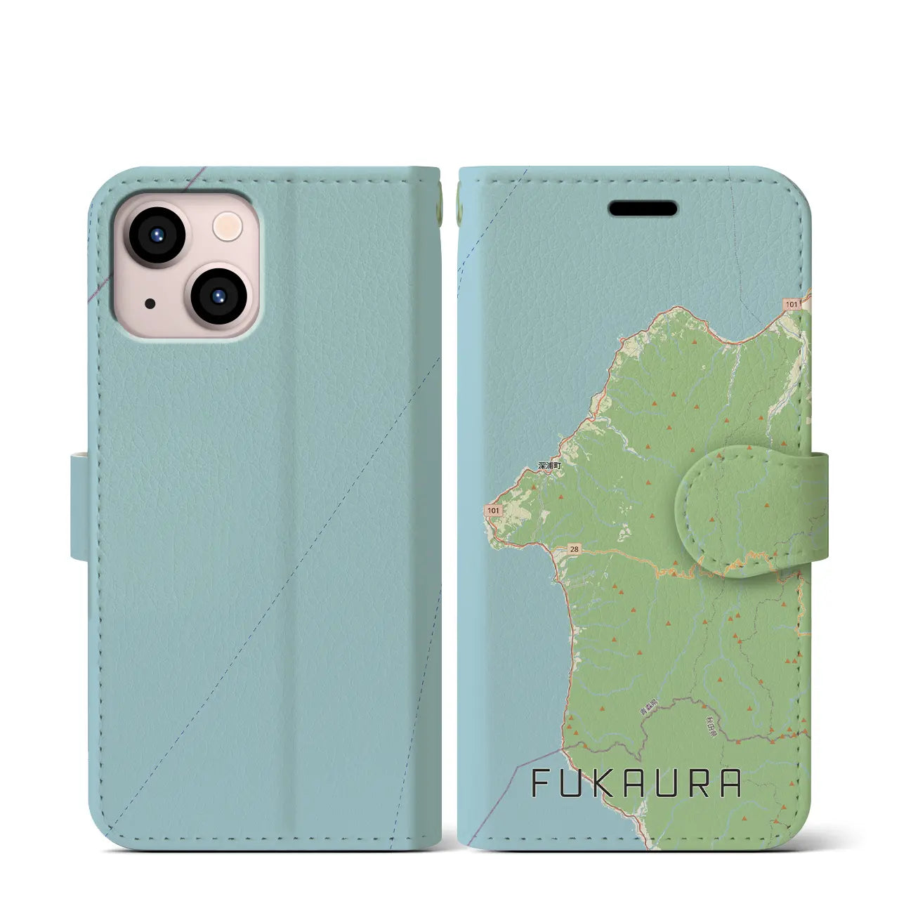 【深浦(青森県)】地図柄iPhoneケース(手帳タイプ)