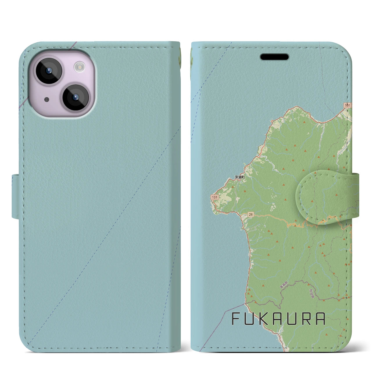 【深浦(青森県)】地図柄iPhoneケース(手帳タイプ)