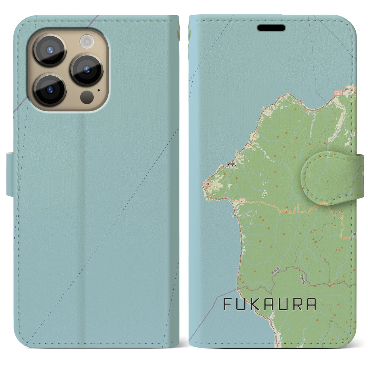 【深浦(青森県)】地図柄iPhoneケース(手帳タイプ)