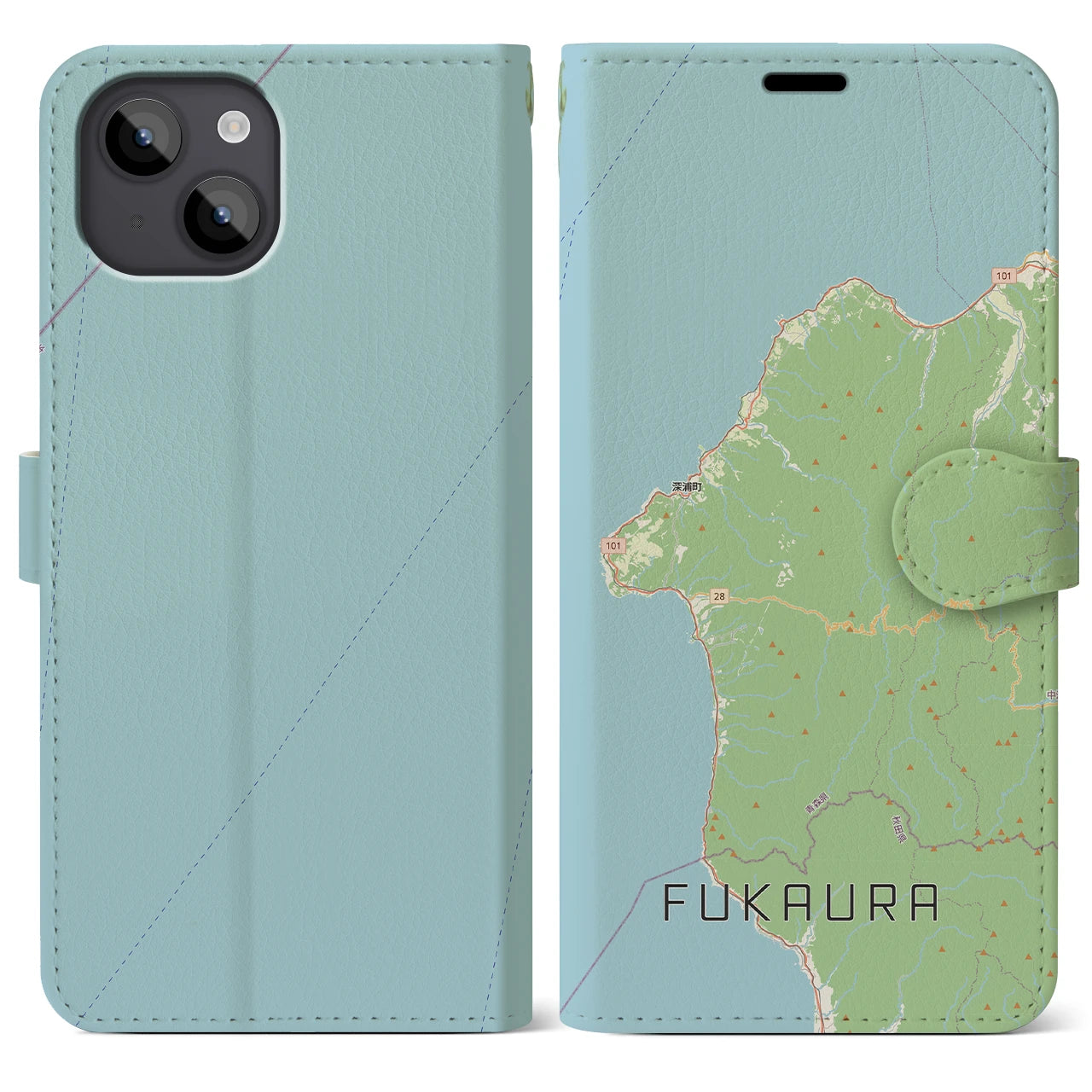 【深浦(青森県)】地図柄iPhoneケース(手帳タイプ)