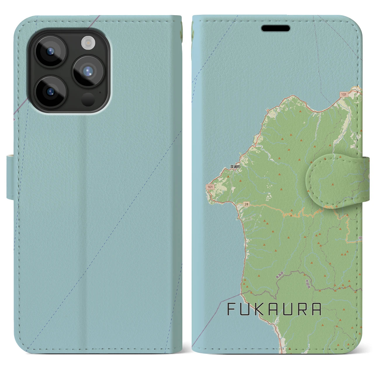 【深浦(青森県)】地図柄iPhoneケース(手帳タイプ)