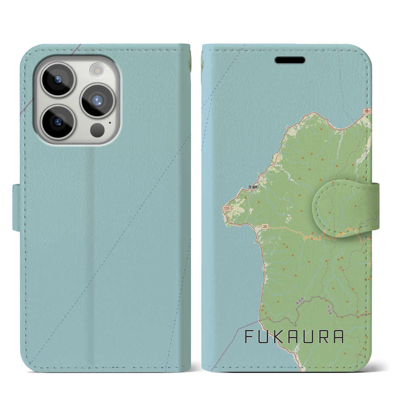 【深浦(青森県)】地図柄iPhoneケース(手帳タイプ)