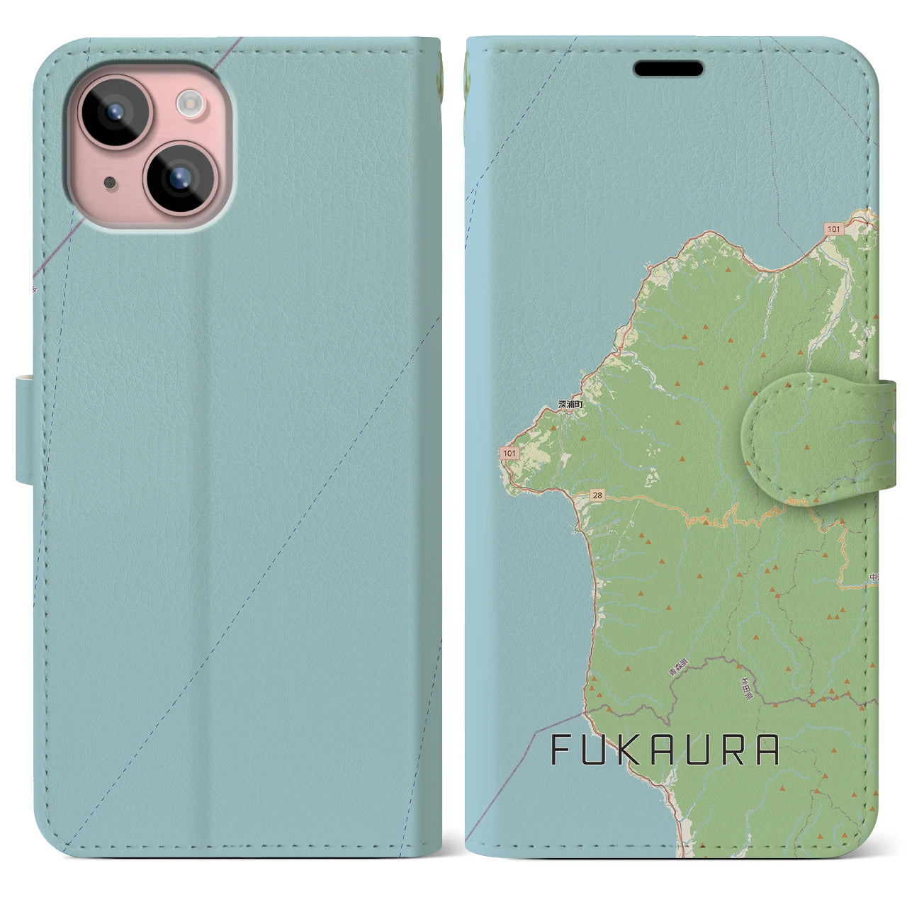 【深浦(青森県)】地図柄iPhoneケース(手帳タイプ)