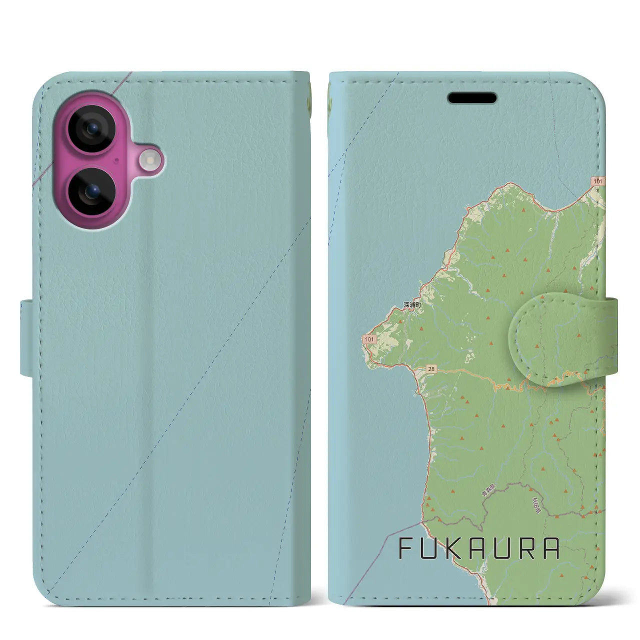 【深浦(青森県)】地図柄iPhoneケース(手帳タイプ)