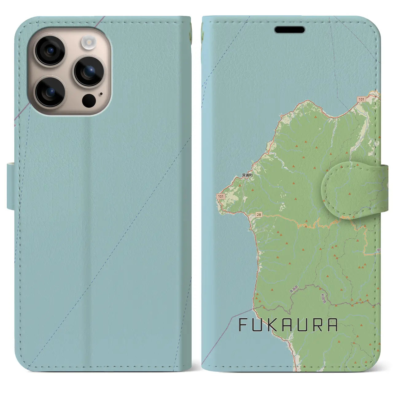 【深浦(青森県)】地図柄iPhoneケース(手帳タイプ)