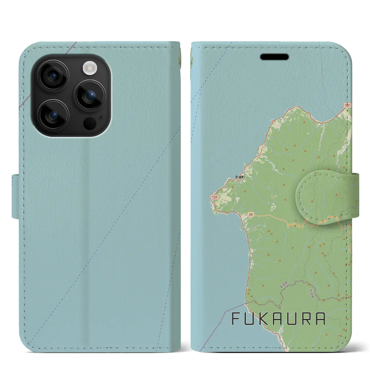 【深浦(青森県)】地図柄iPhoneケース(手帳タイプ)