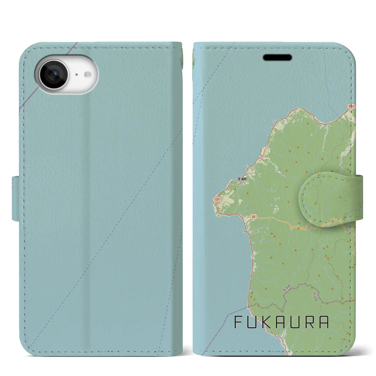 【深浦(青森県)】地図柄iPhoneケース(手帳タイプ)