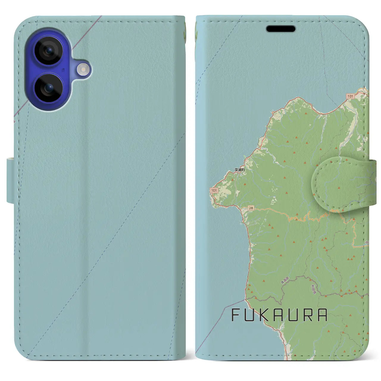 【深浦(青森県)】地図柄iPhoneケース(手帳タイプ)