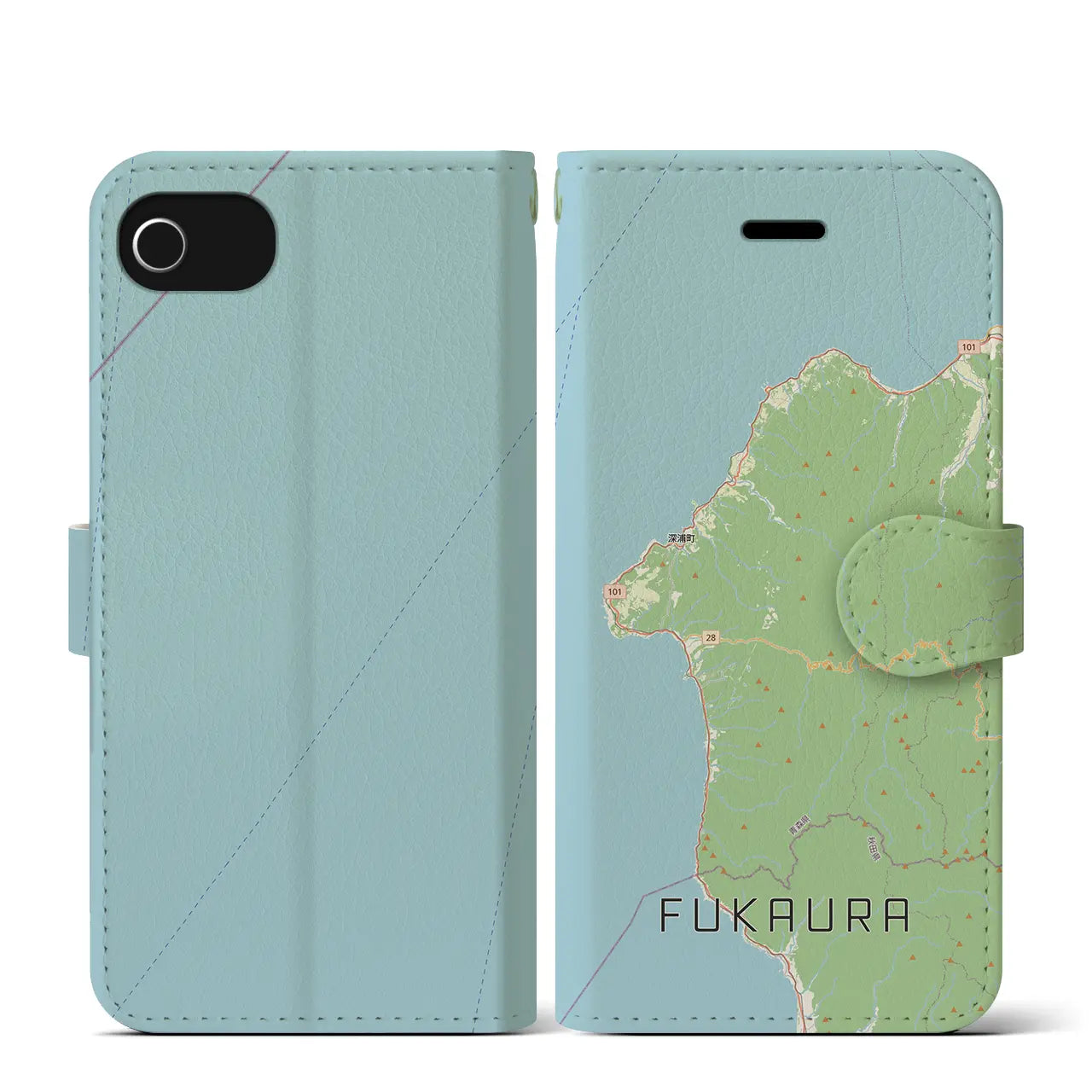 【深浦(青森県)】地図柄iPhoneケース(手帳タイプ)