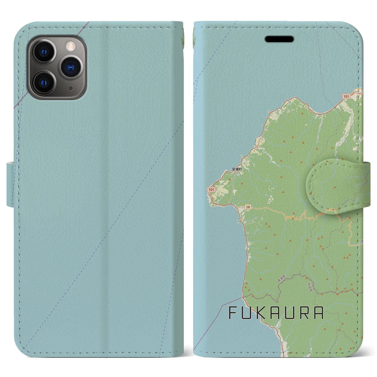 【深浦(青森県)】地図柄iPhoneケース(手帳タイプ)