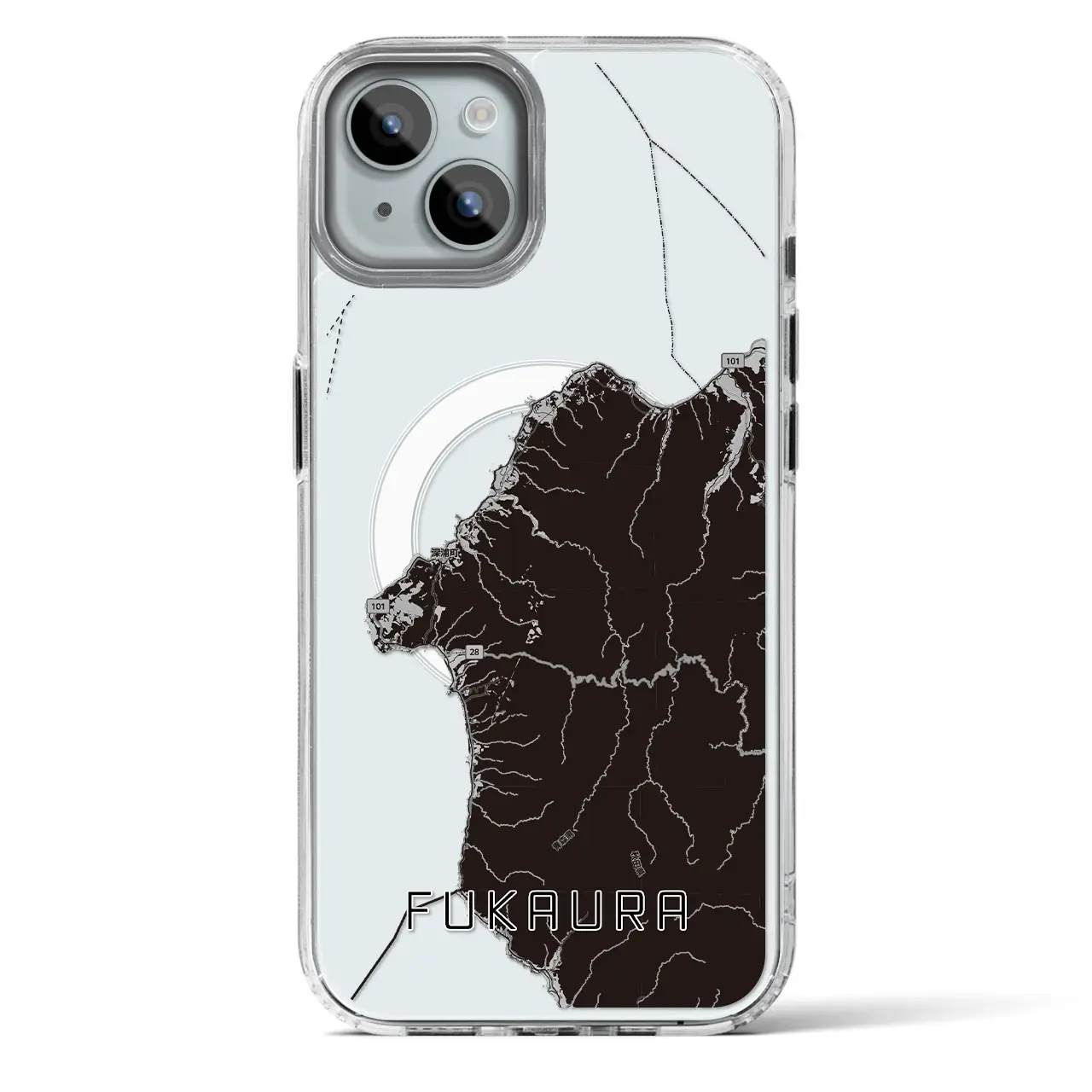 【深浦(青森県)】地図柄iPhoneケース(MagSafeタイプ)