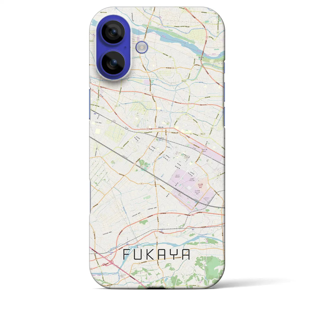 【深谷(埼玉県)】地図柄iPhoneケース(バックカバータイプ)ブラック・iPhone 16 Pro Max 用