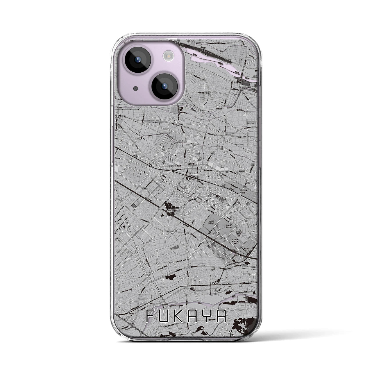 【深谷(埼玉県)】地図柄iPhoneケース(クリアタイプ)