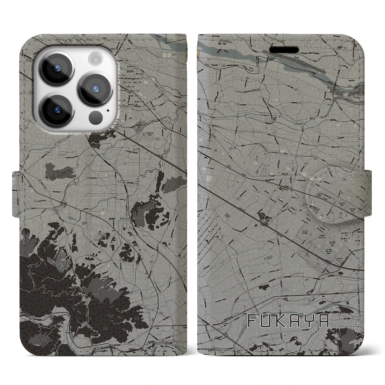 【深谷(埼玉県)】地図柄iPhoneケース(手帳タイプ)