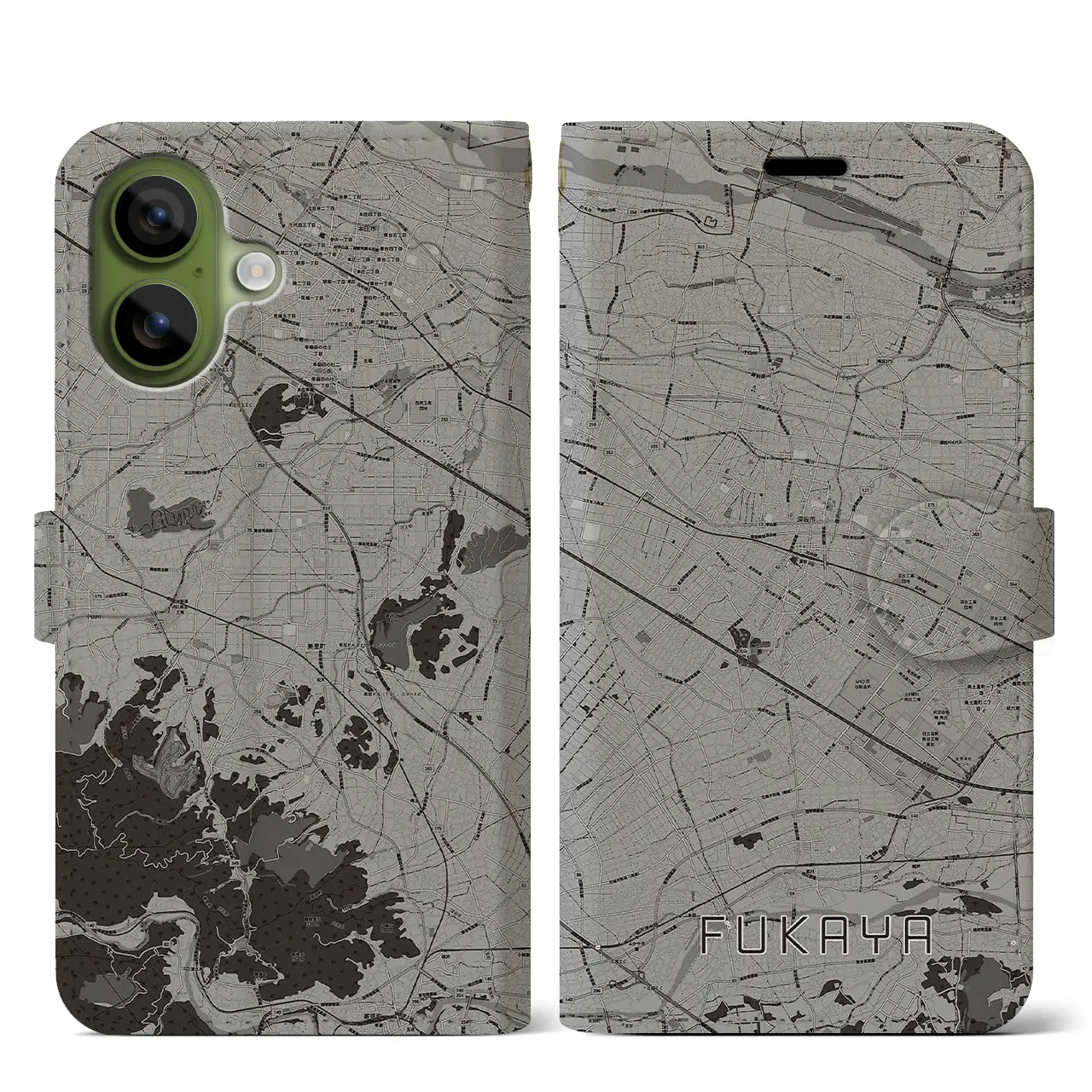 【深谷(埼玉県)】地図柄iPhoneケース(手帳タイプ)