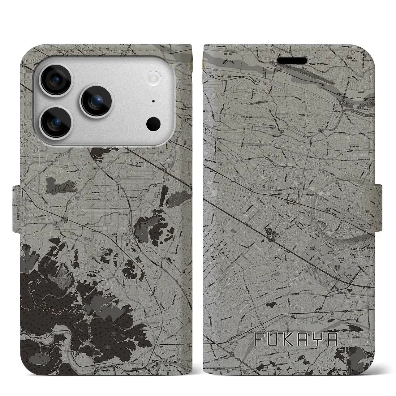 【深谷(埼玉県)】地図柄iPhoneケース(手帳タイプ)