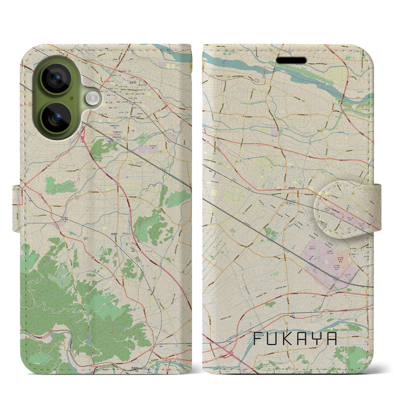 【深谷(埼玉県)】地図柄iPhoneケース(手帳タイプ)