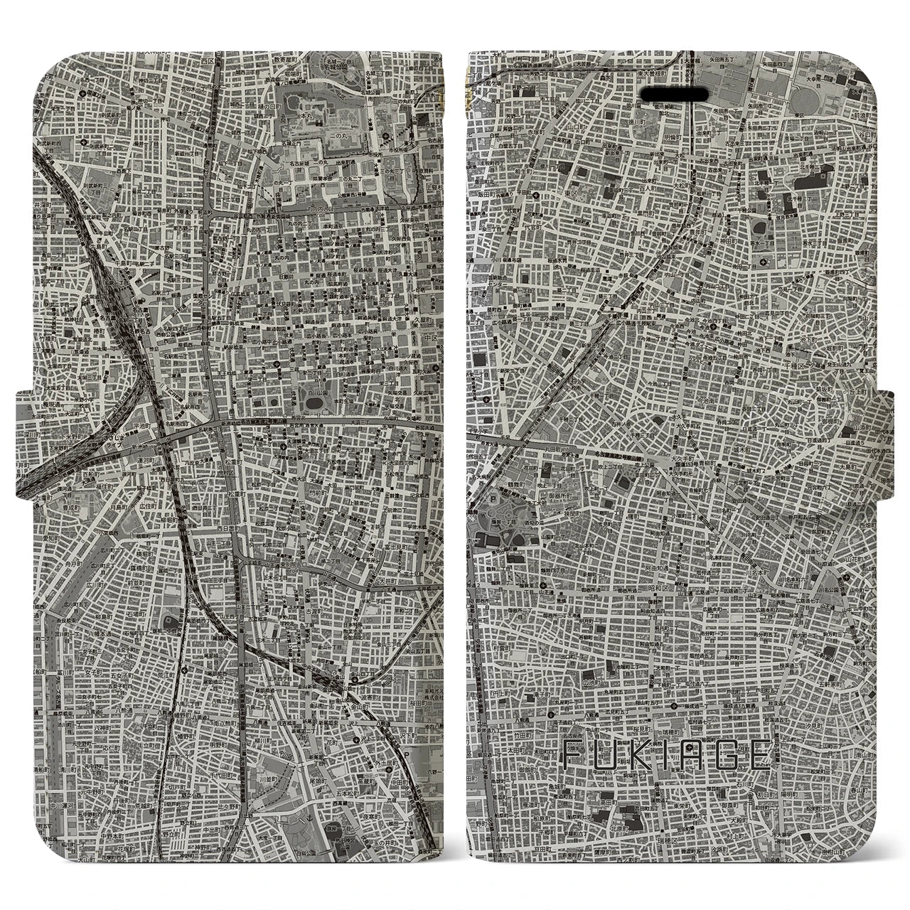 【吹上(愛知県)】地図柄iPhoneケース(手帳タイプ)