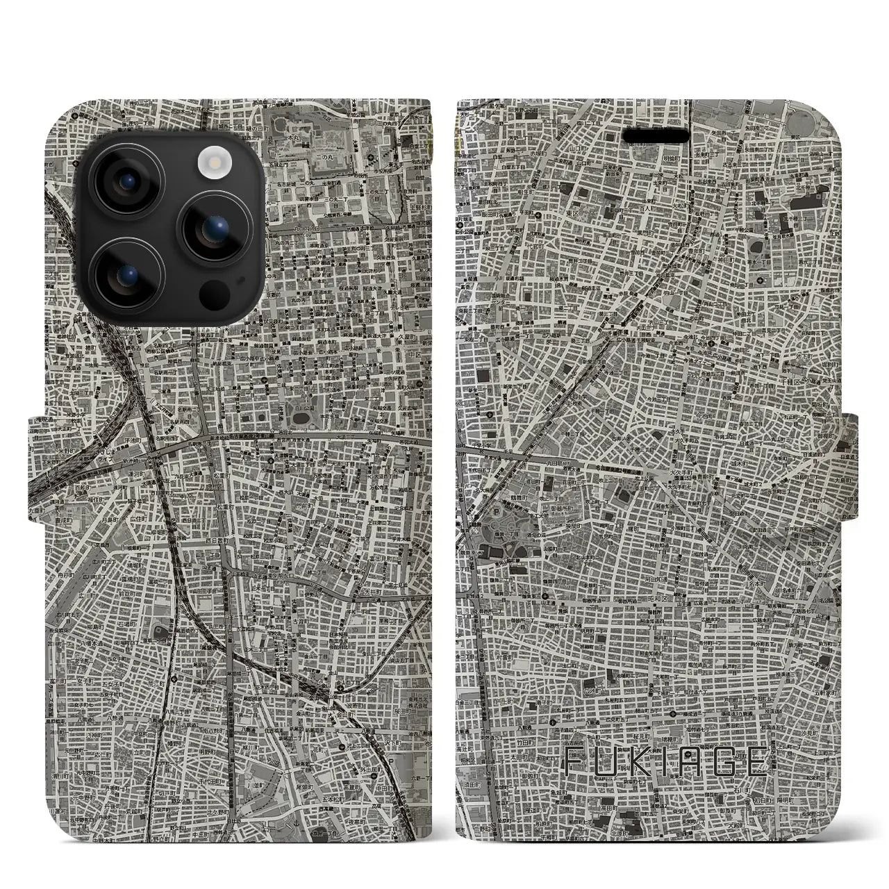 【吹上(愛知県)】地図柄iPhoneケース(手帳タイプ)