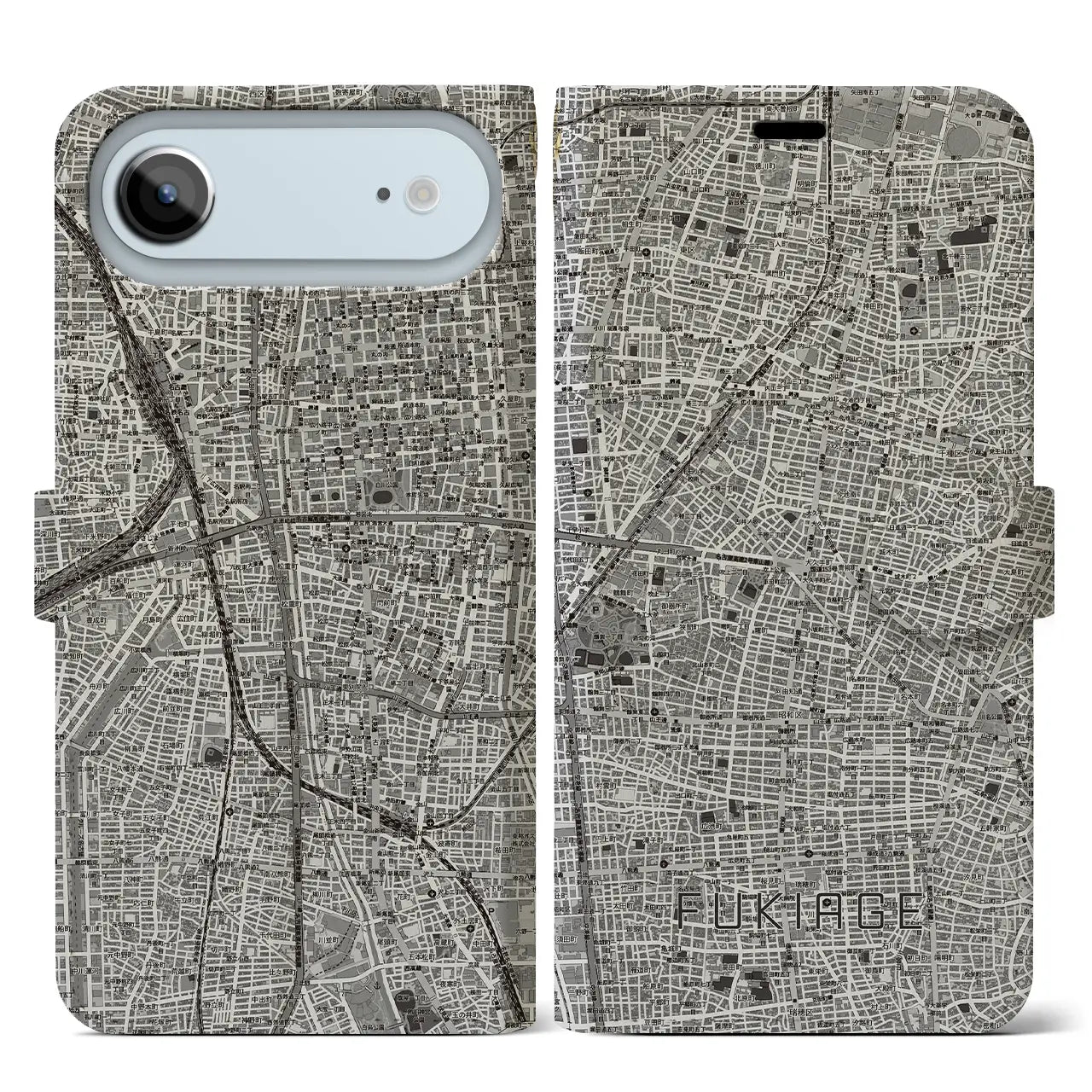 【吹上(愛知県)】地図柄iPhoneケース(手帳タイプ)