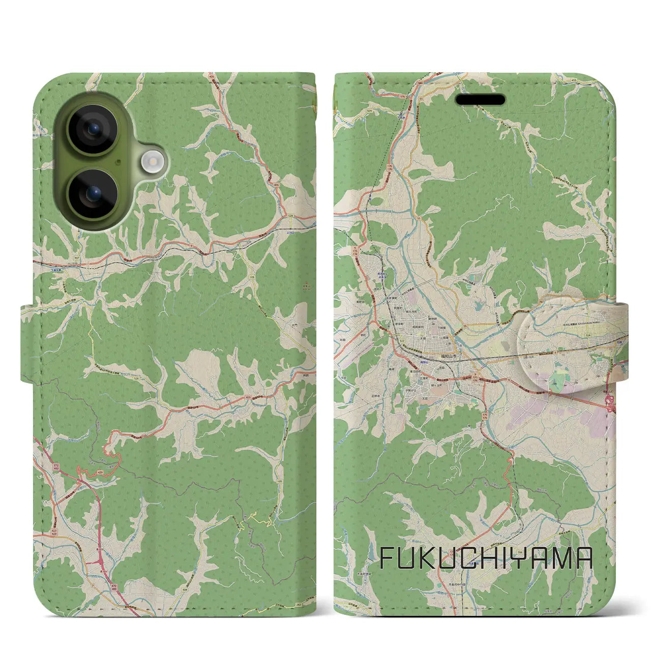【福知山(京都府)】地図柄iPhoneケース(手帳タイプ)