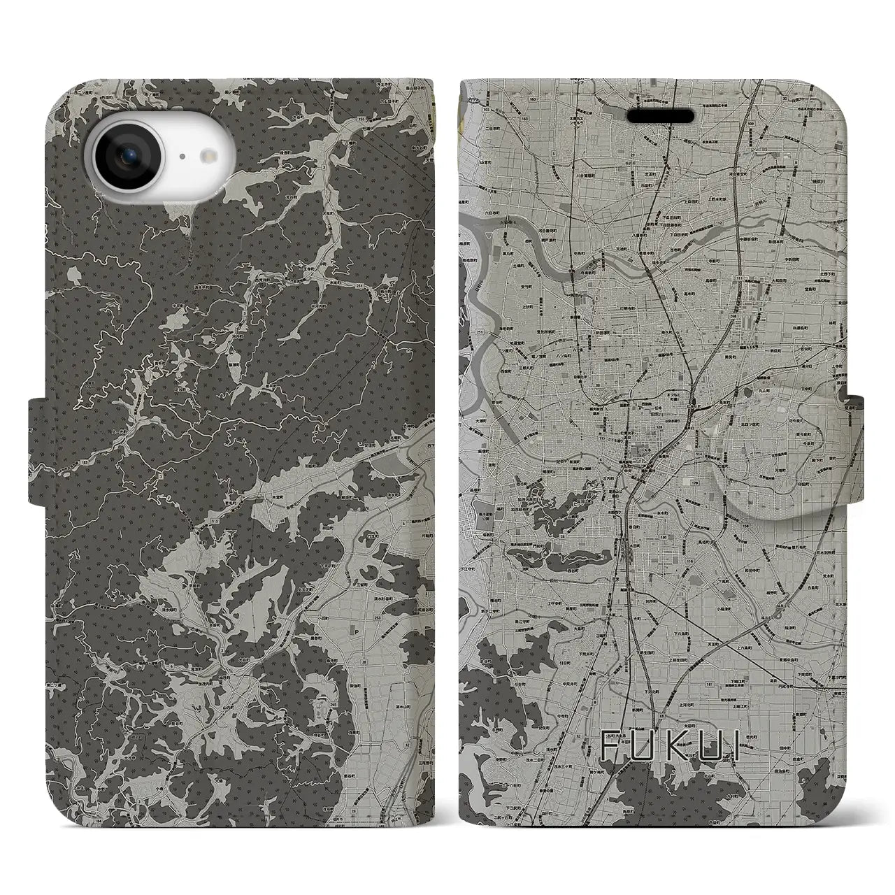 【福井(福井県)】地図柄iPhoneケース(手帳タイプ)