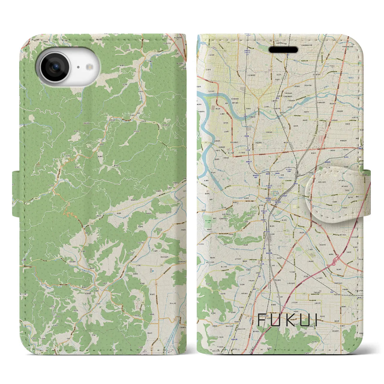 【福井(福井県)】地図柄iPhoneケース(手帳タイプ)