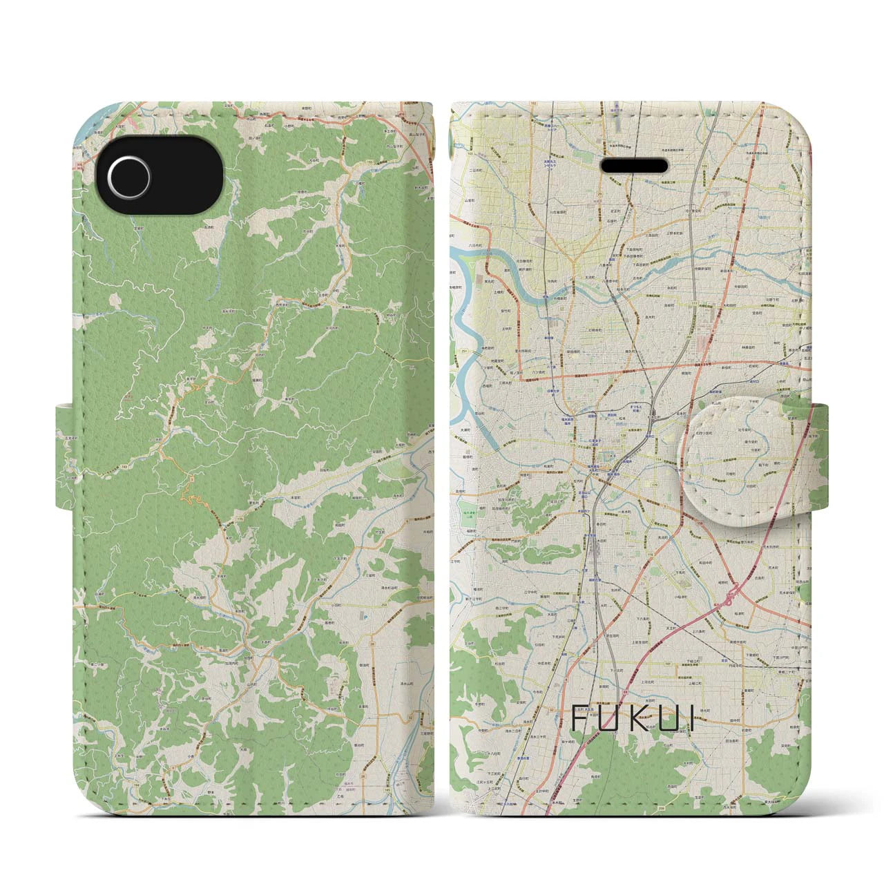 【福井(福井県)】地図柄iPhoneケース(手帳タイプ)