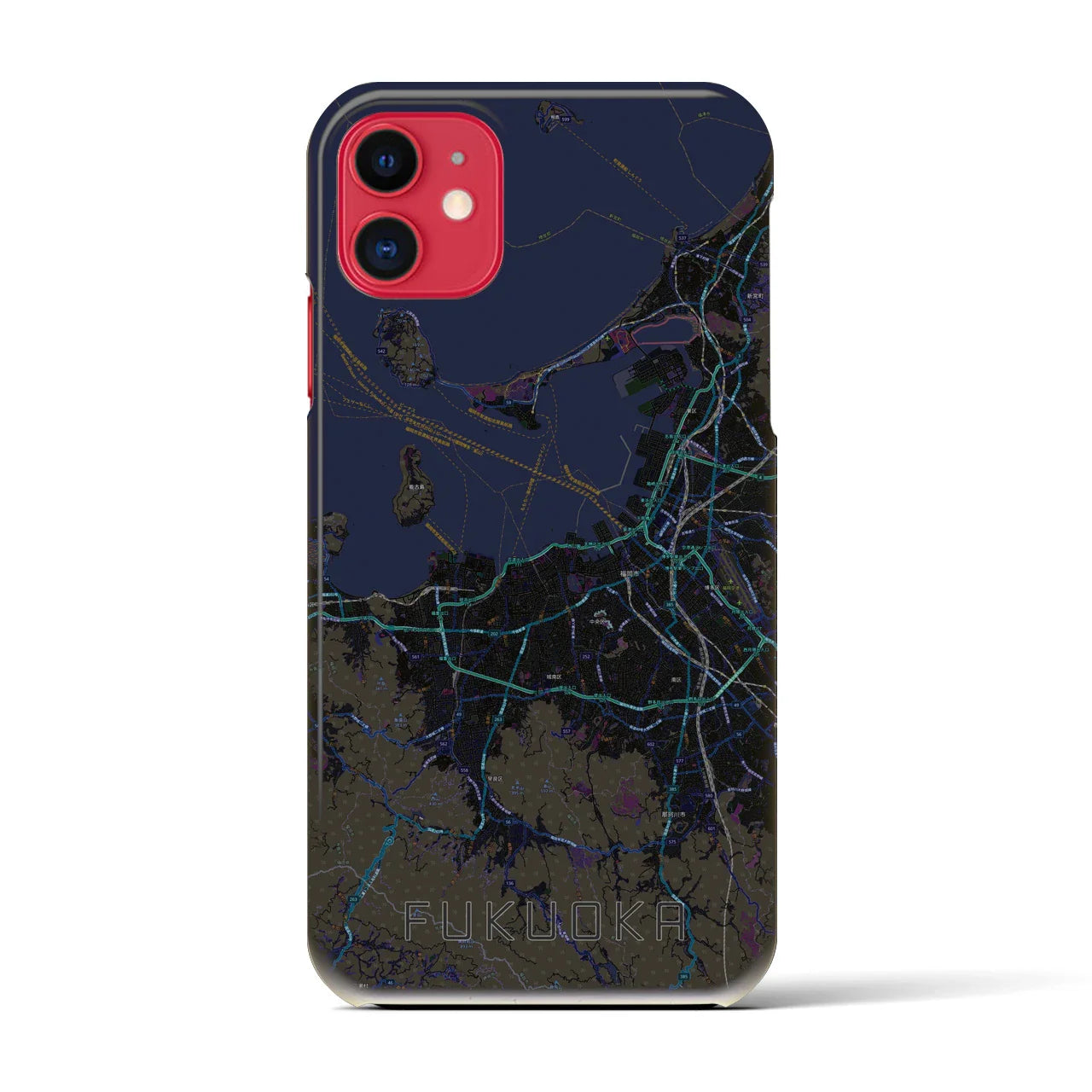 【福岡(福岡県)】地図柄iPhoneケース(バックカバータイプ)