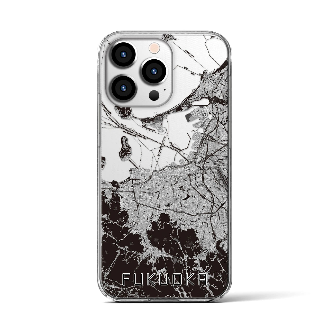 【福岡(福岡県)】地図柄iPhoneケース(クリアタイプ)