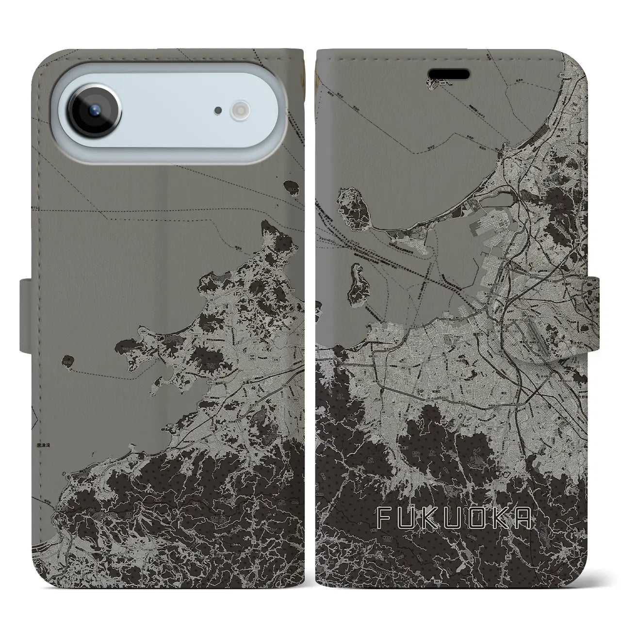 【福岡(福岡県)】地図柄iPhoneケース(手帳タイプ)