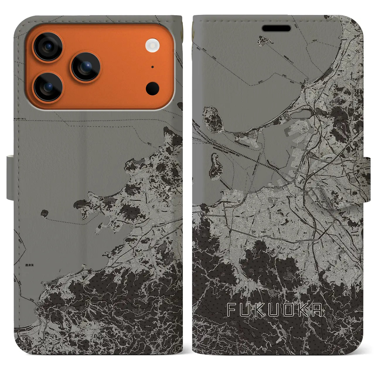 【福岡(福岡県)】地図柄iPhoneケース(手帳タイプ)