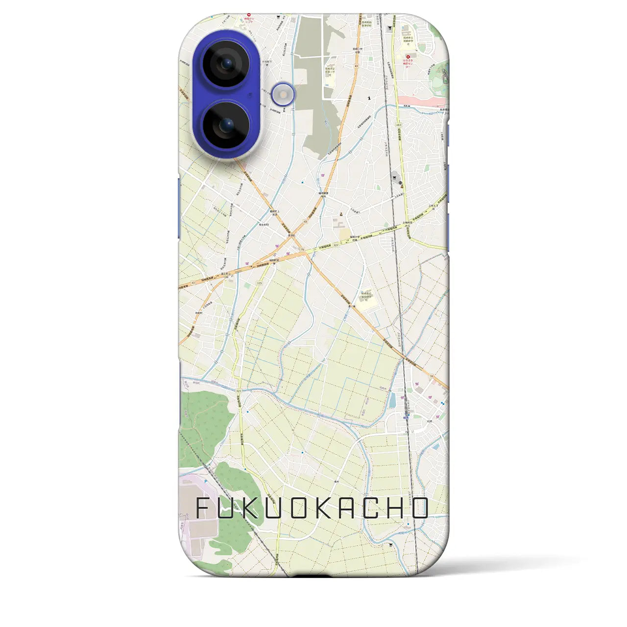 【福岡町(愛知県)】地図柄iPhoneケース(バックカバータイプ)ブラック・iPhone 16 Pro Max 用