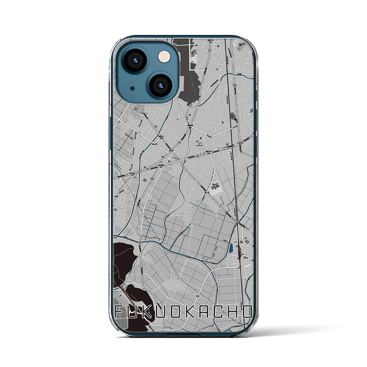 【福岡町(愛知県)】地図柄iPhoneケース(クリアタイプ)