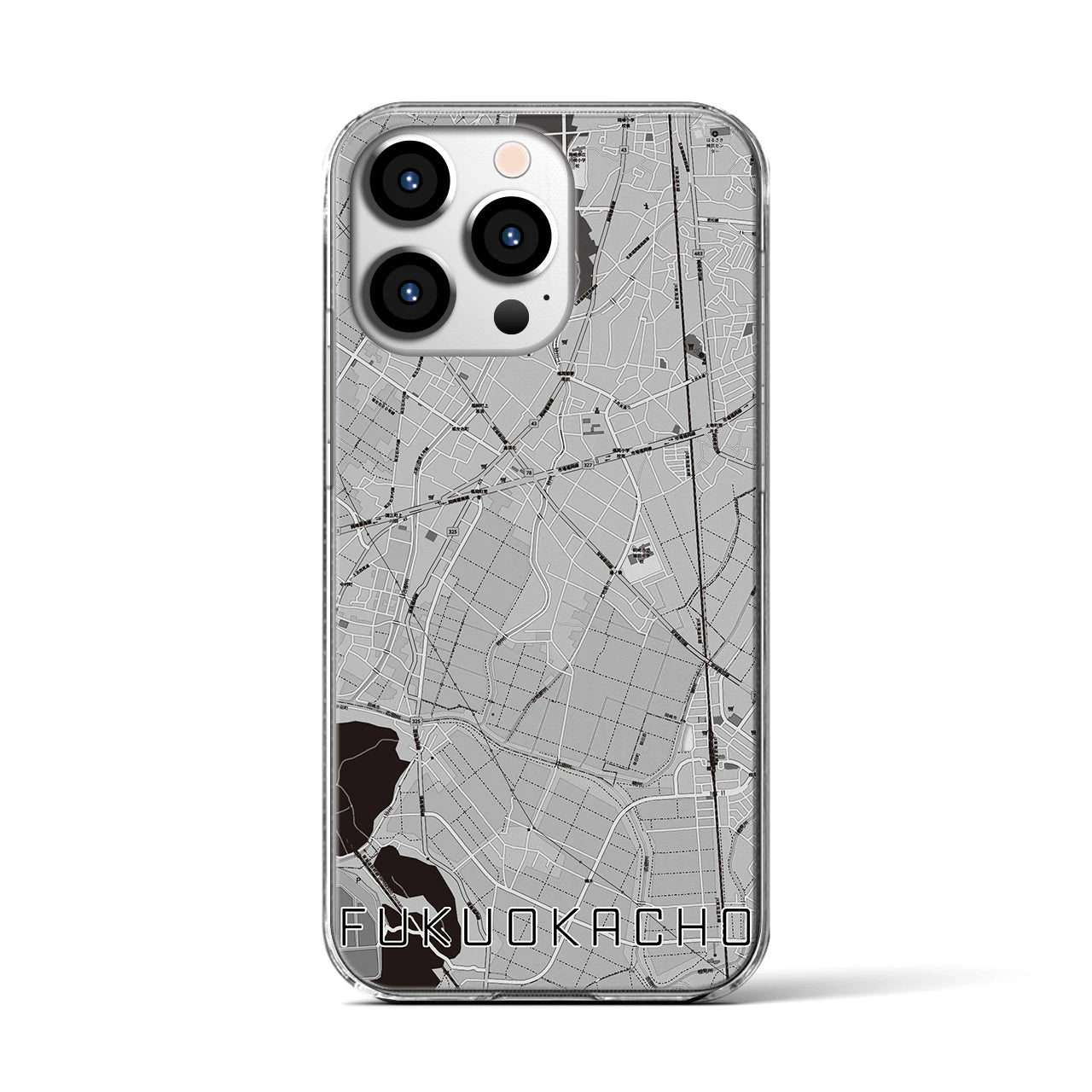 【福岡町(愛知県)】地図柄iPhoneケース(クリアタイプ)