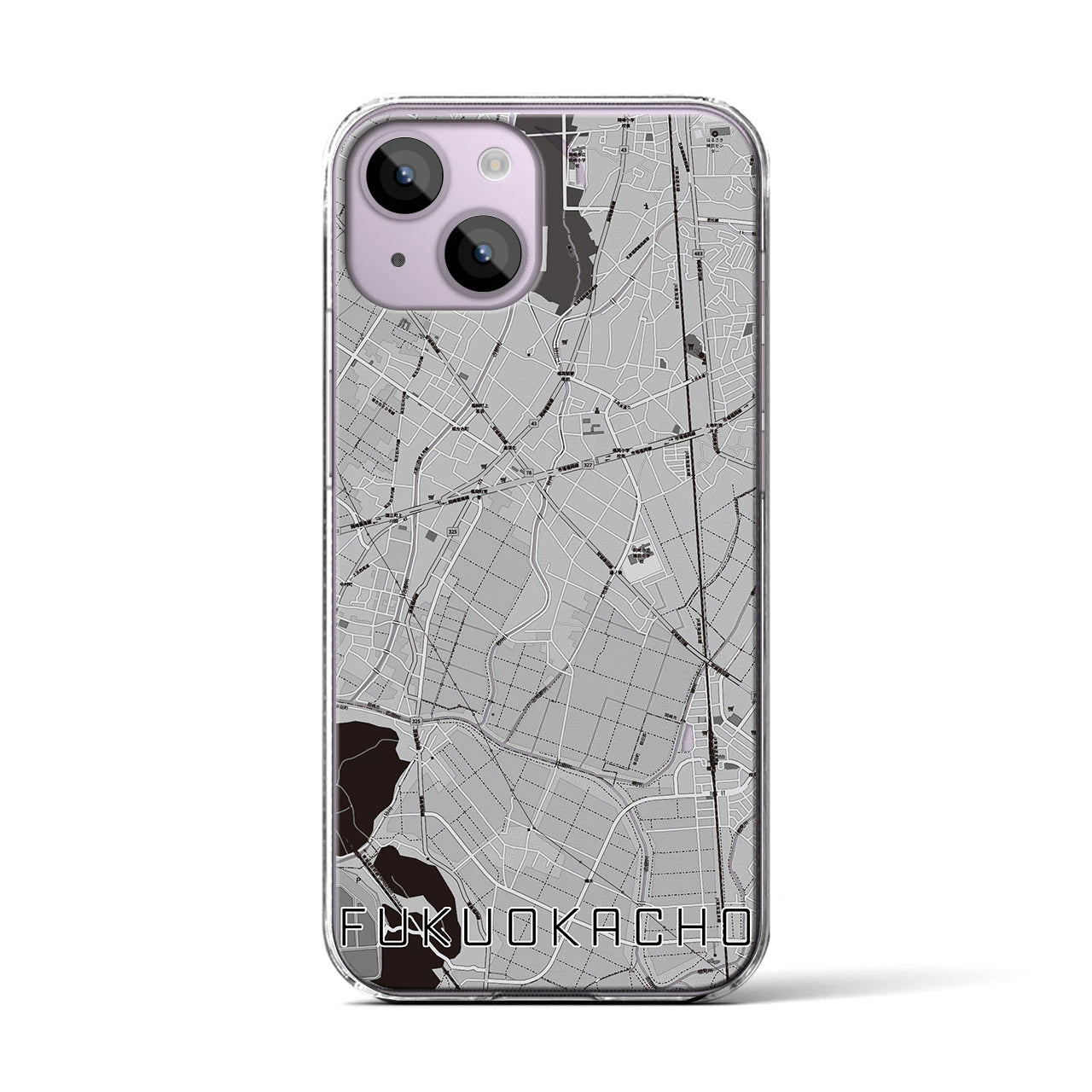 【福岡町(愛知県)】地図柄iPhoneケース(クリアタイプ)