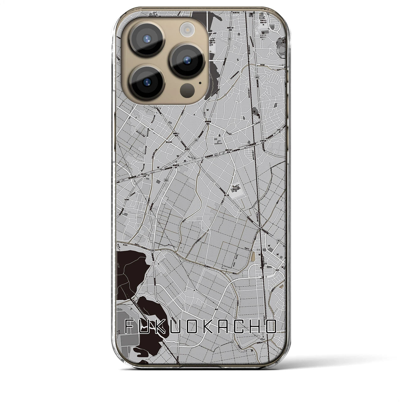 【福岡町(愛知県)】地図柄iPhoneケース(クリアタイプ)