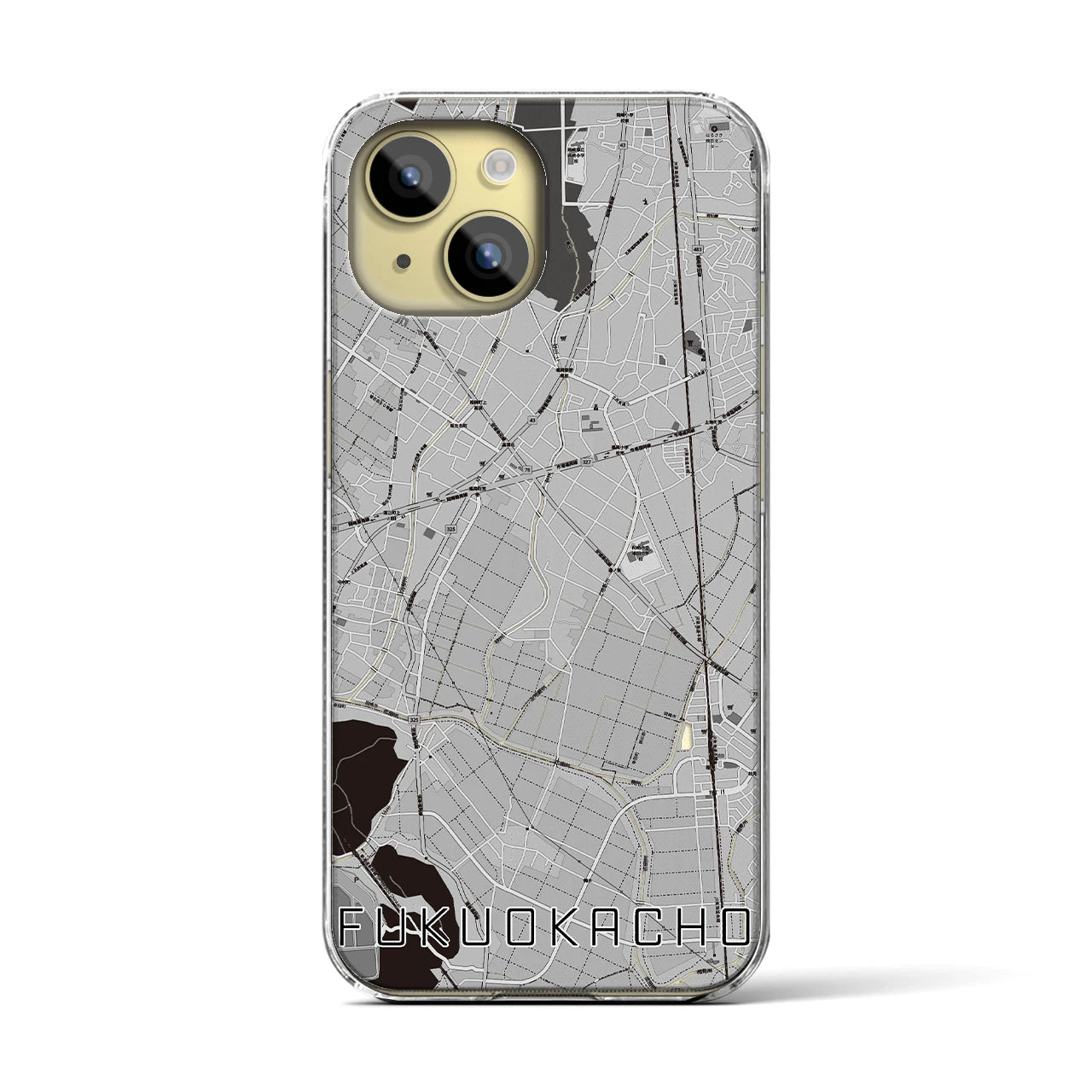 【福岡町(愛知県)】地図柄iPhoneケース(クリアタイプ)