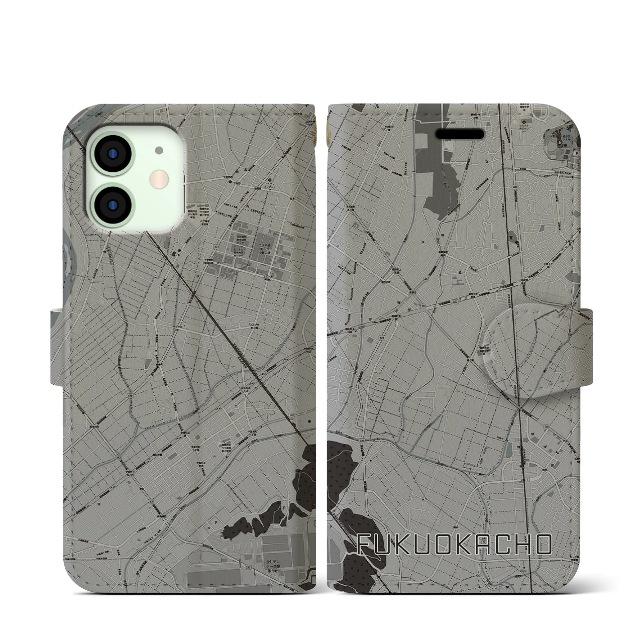 【福岡町(愛知県)】地図柄iPhoneケース(手帳タイプ)