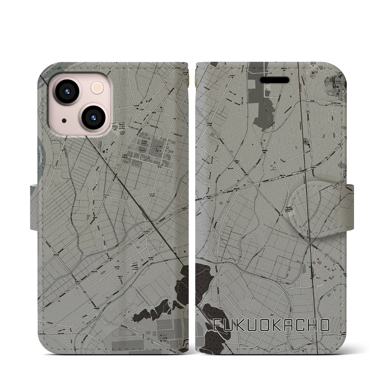 【福岡町(愛知県)】地図柄iPhoneケース(手帳タイプ)