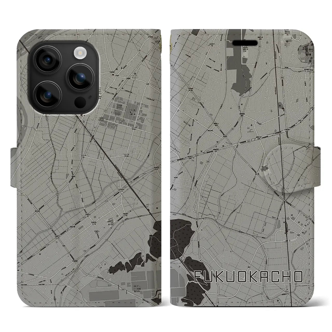 【福岡町(愛知県)】地図柄iPhoneケース(手帳タイプ)