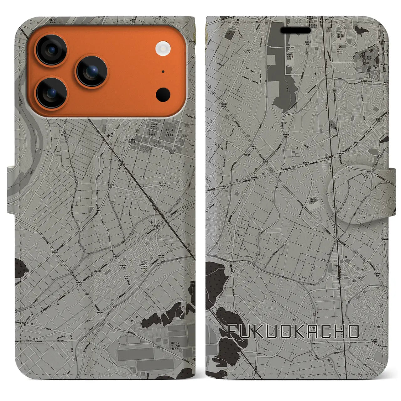 【福岡町(愛知県)】地図柄iPhoneケース(手帳タイプ)