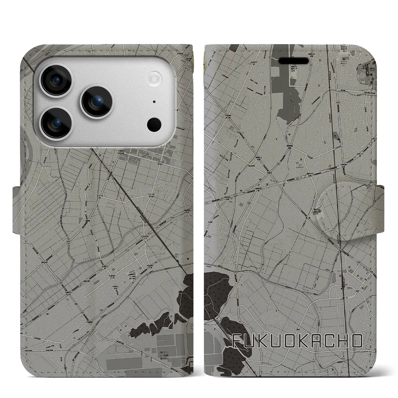 【福岡町(愛知県)】地図柄iPhoneケース(手帳タイプ)