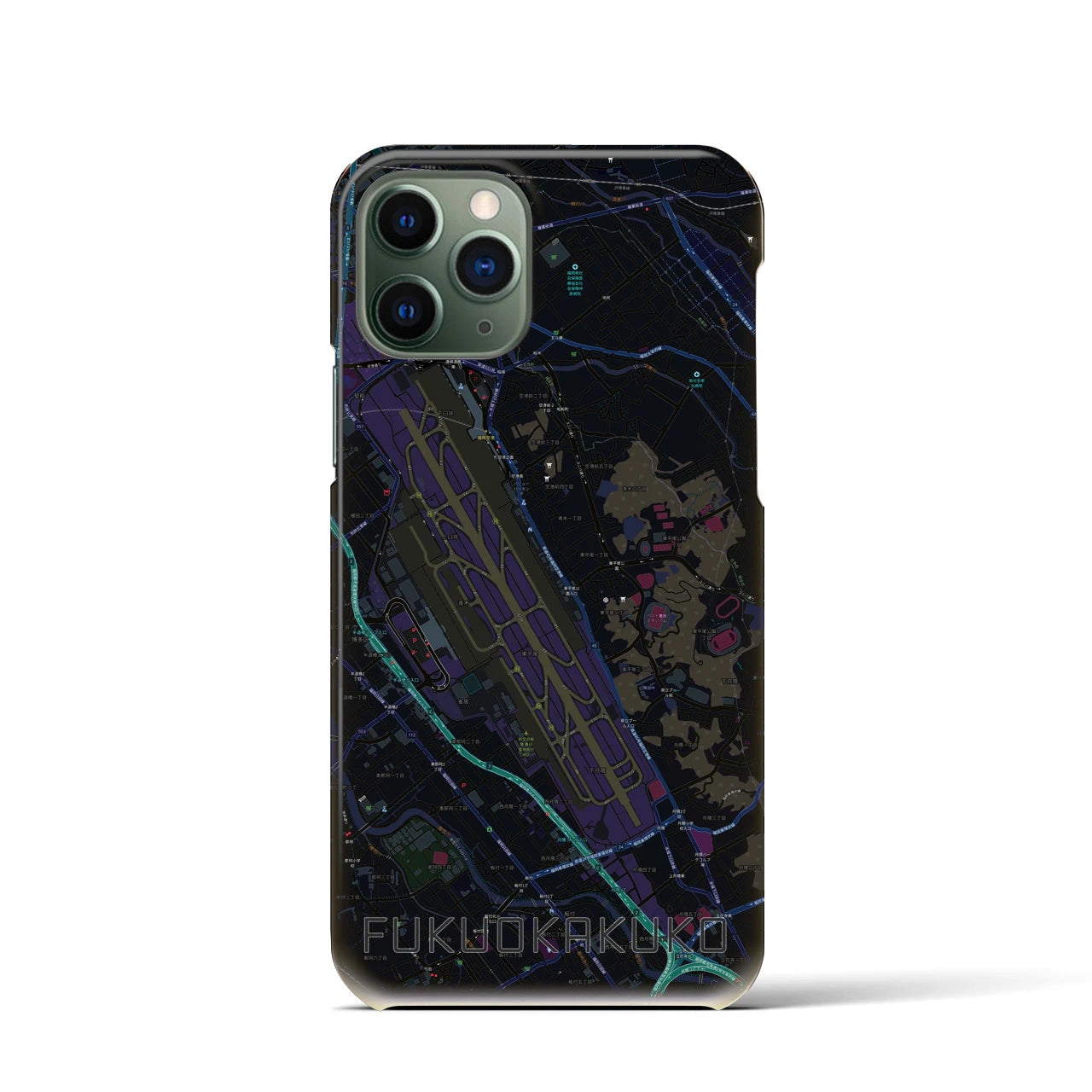 【福岡空港(福岡県)】地図柄iPhoneケース(バックカバータイプ)