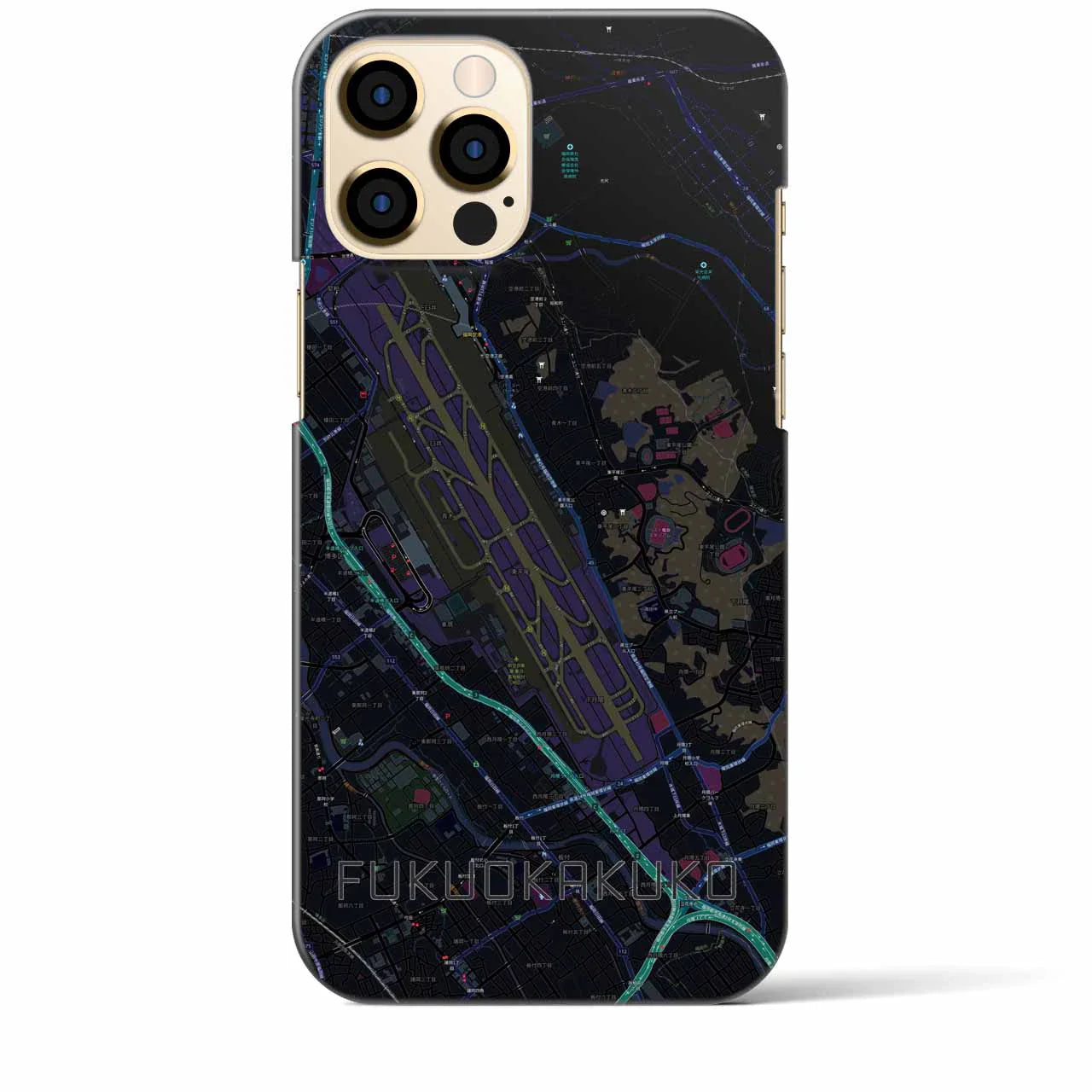 【福岡空港(福岡県)】地図柄iPhoneケース(バックカバータイプ)