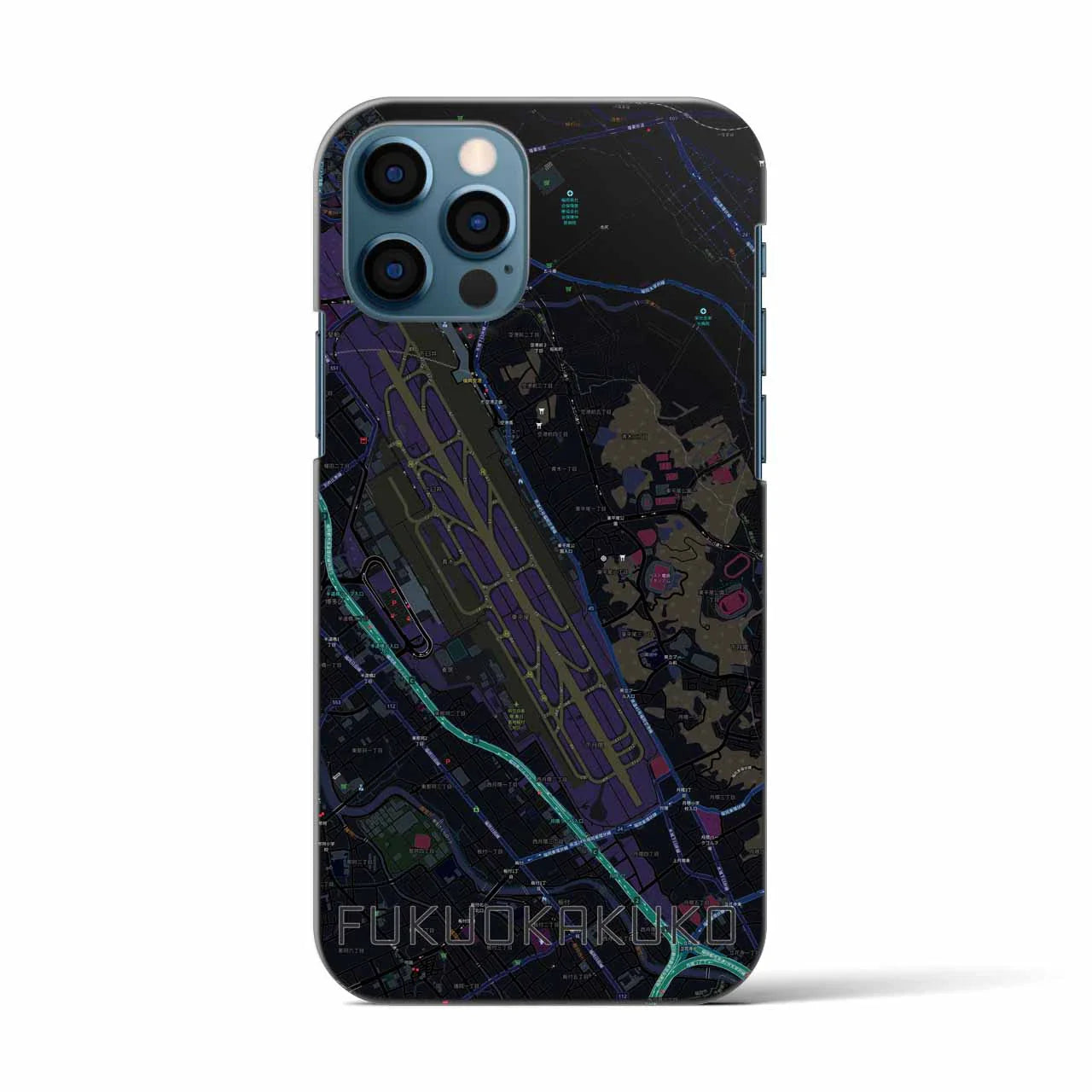 【福岡空港(福岡県)】地図柄iPhoneケース(バックカバータイプ)