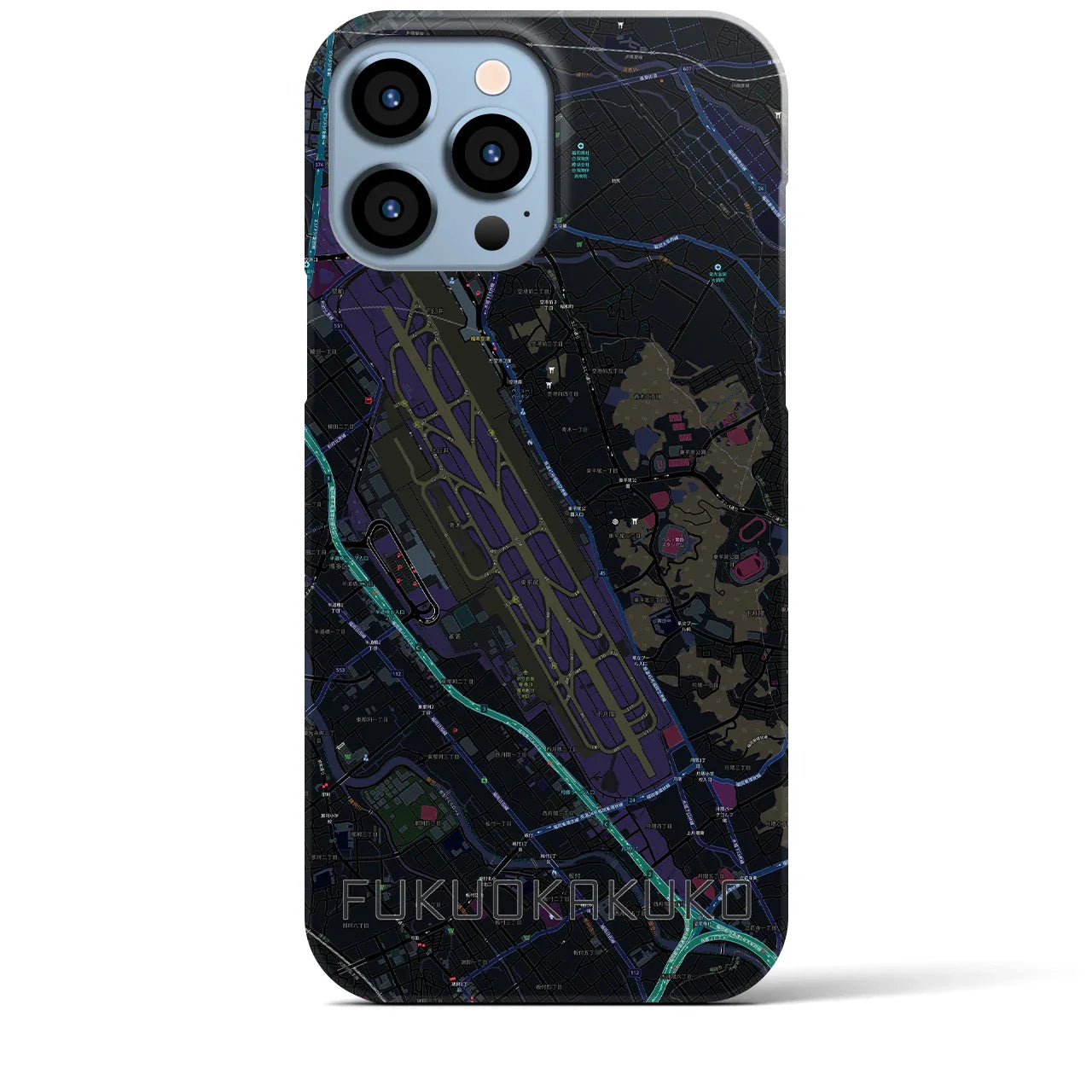 【福岡空港(福岡県)】地図柄iPhoneケース(バックカバータイプ)