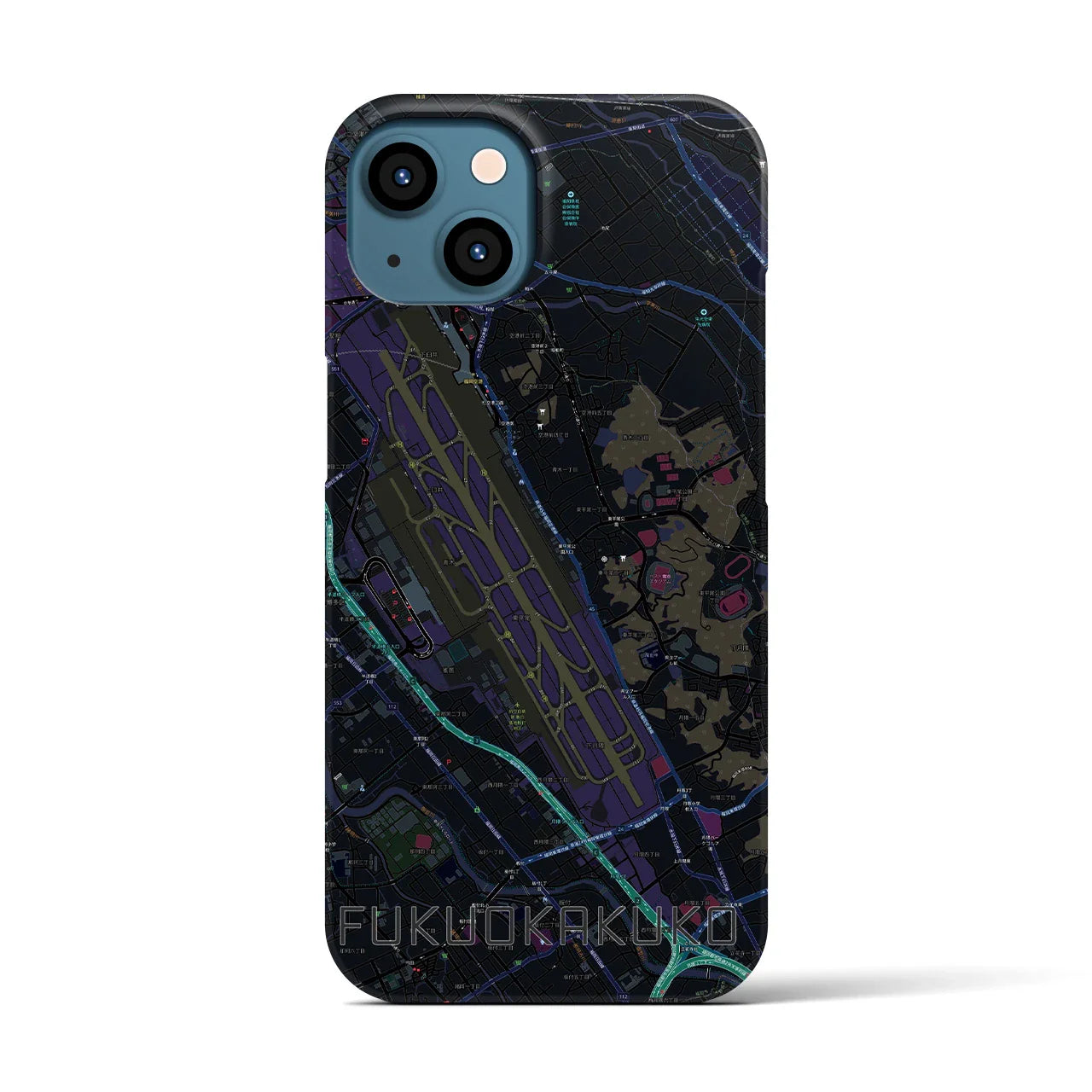 【福岡空港(福岡県)】地図柄iPhoneケース(バックカバータイプ)