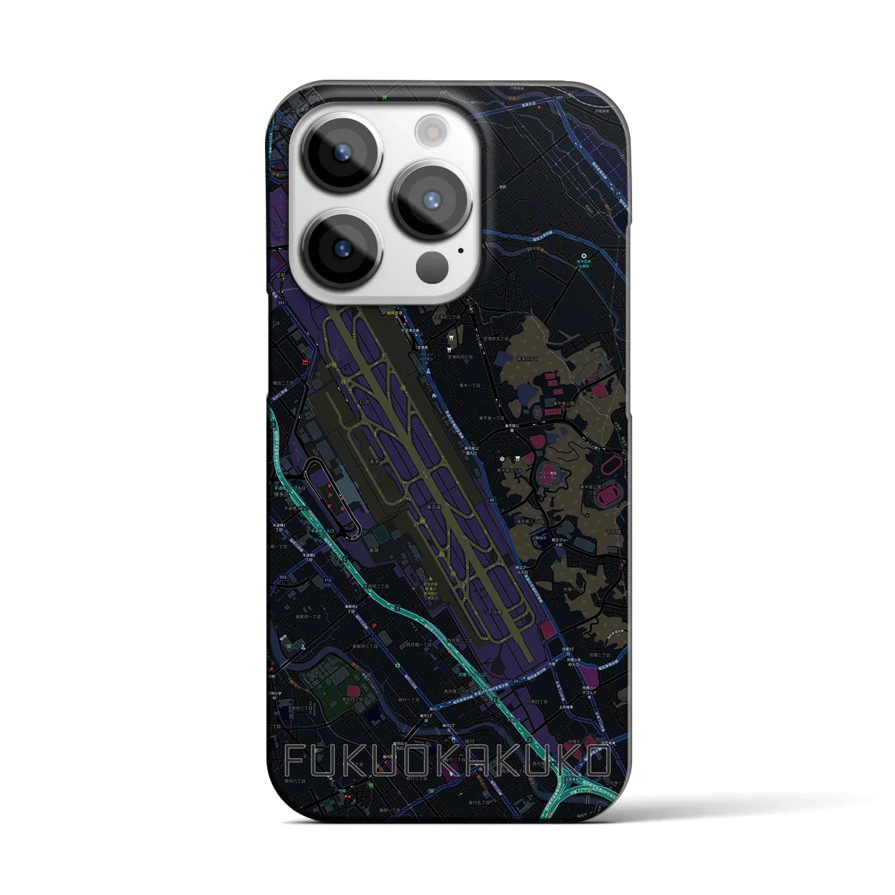 【福岡空港(福岡県)】地図柄iPhoneケース(バックカバータイプ)
