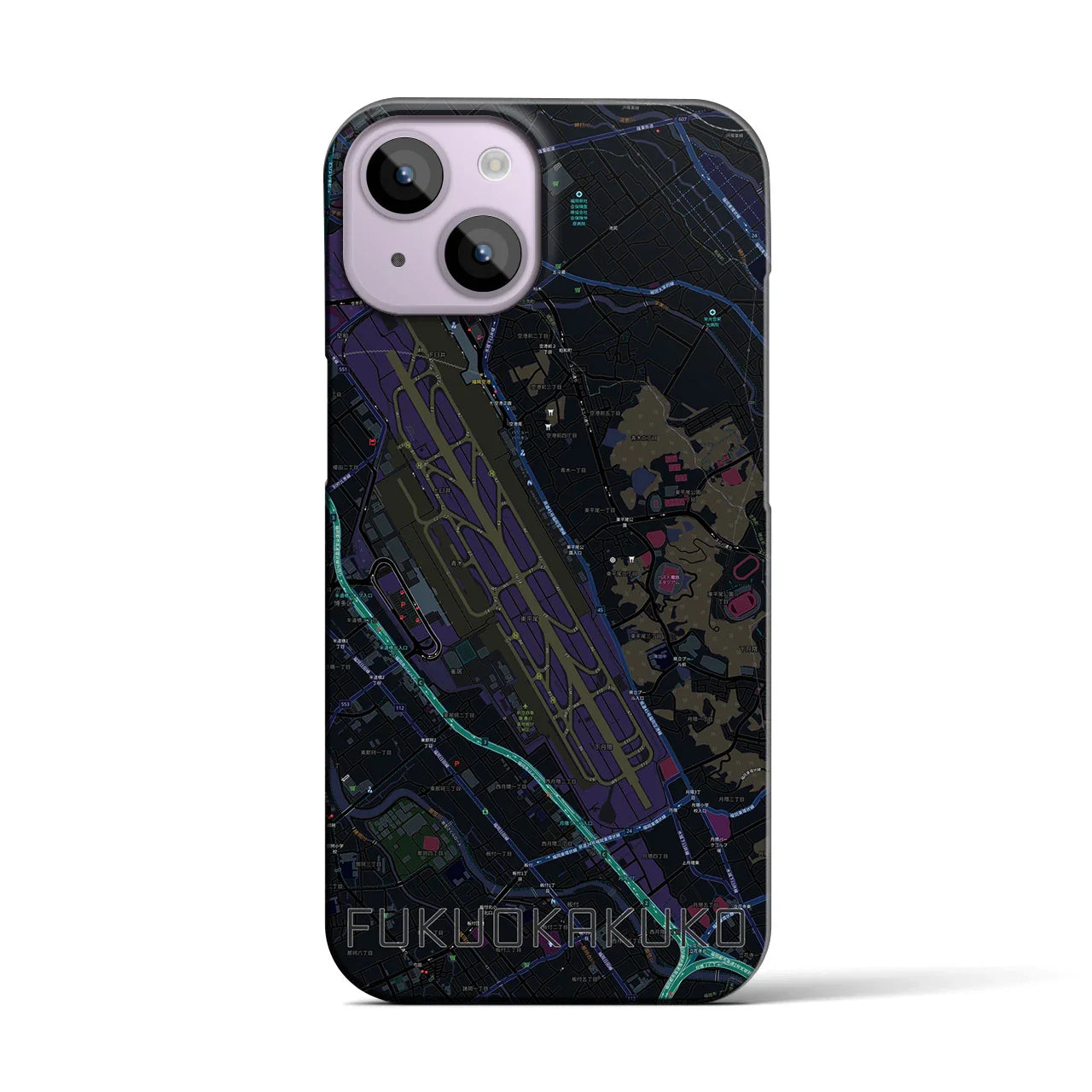 【福岡空港(福岡県)】地図柄iPhoneケース(バックカバータイプ)